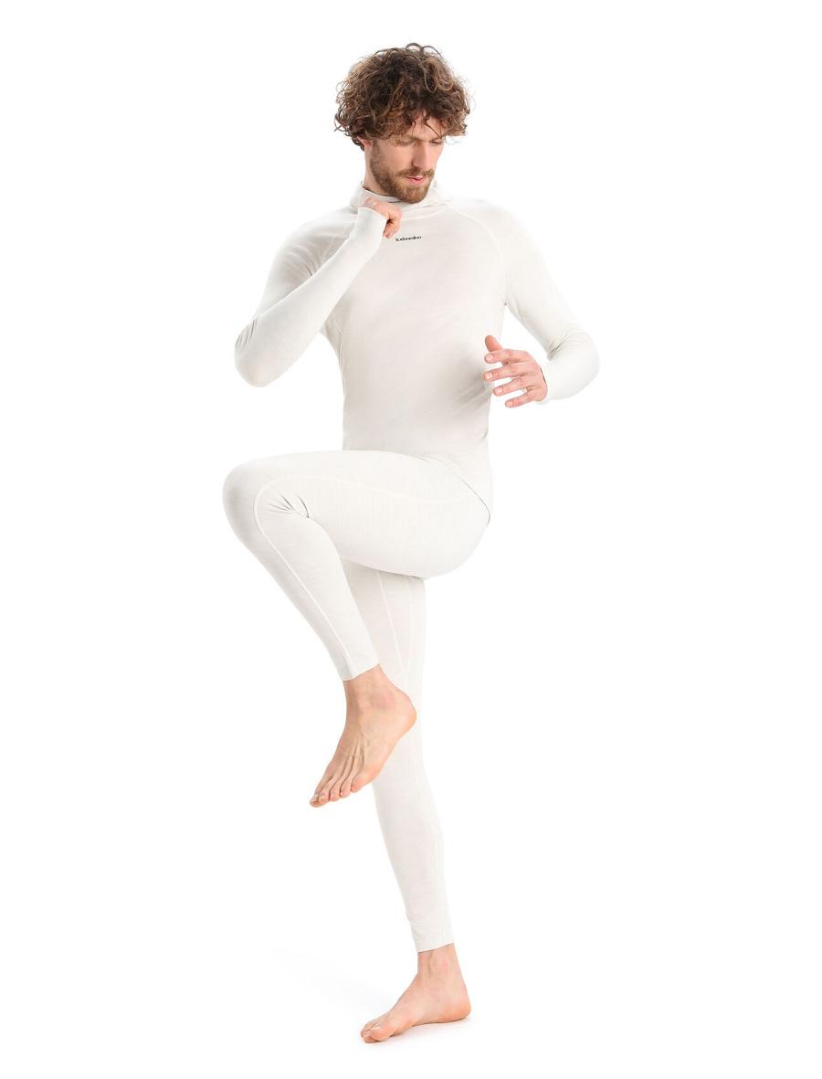 Icebreaker MerinoFine™ Long Sleeve Roll Neck Férfi Base Layers Fehér | HU 1343NWYB